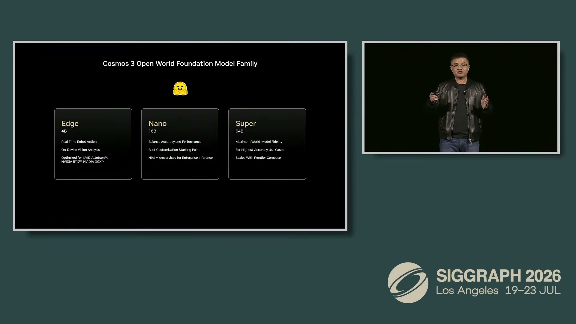 The Cosmos 3 open family: Edge (4B, on-device), Nano, and Super.